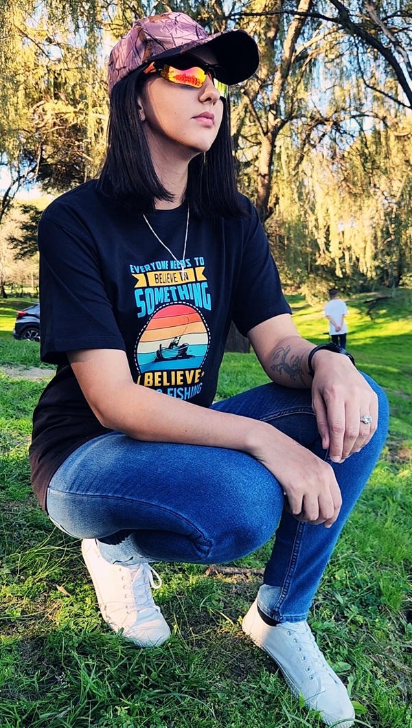 Trip Gear Sunglasses and T Shirt and Cap Model River